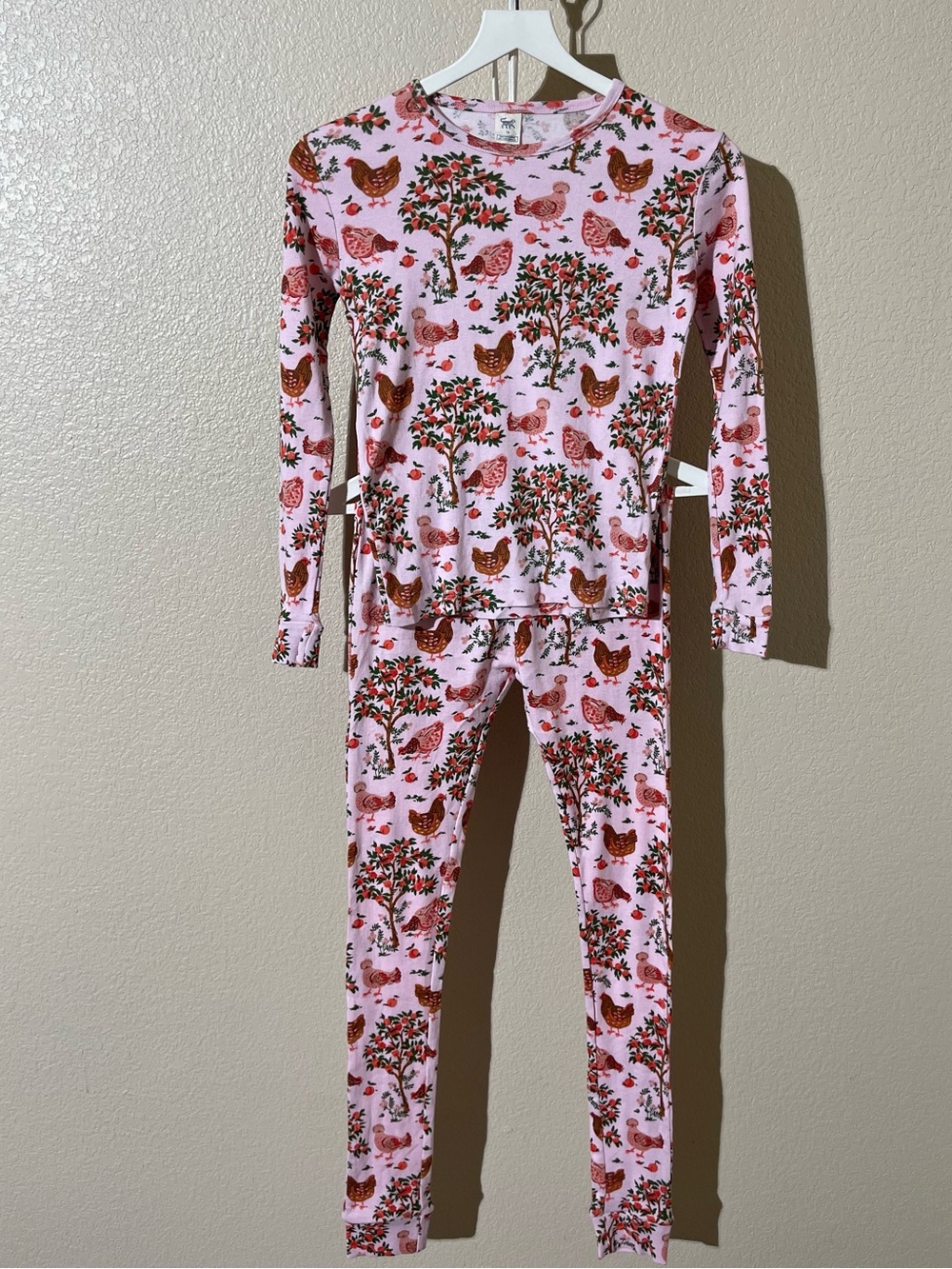 PRINTFRESH Kids Pink Chicken & Tree Print Pajama Set